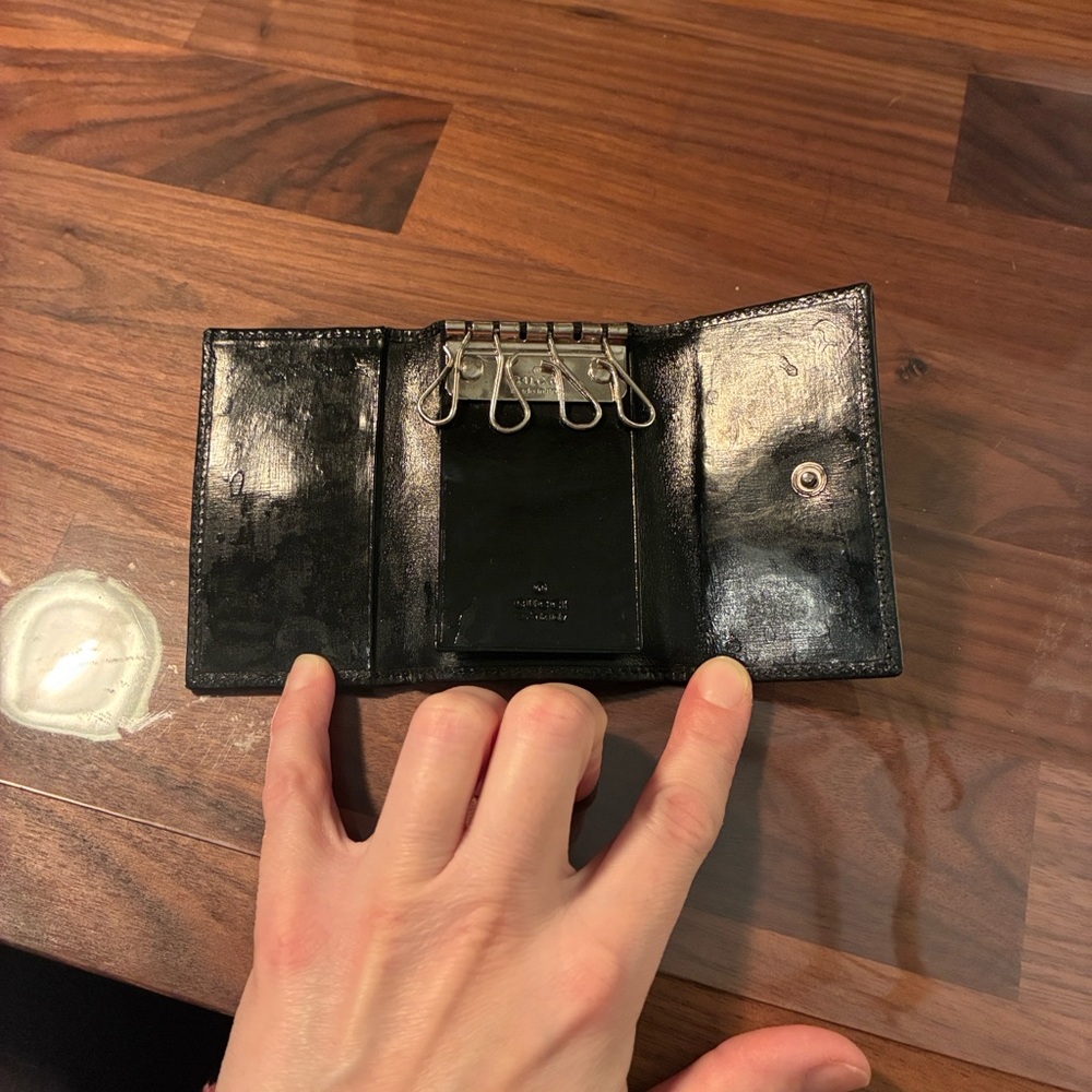 Gucci Black Leather Wallet with Silver Logo Leather Key Holder Italy - Picture 2 of 7